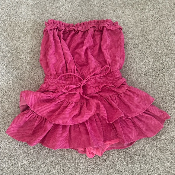 Pink Ruffled Strapless Romper - Picture 2 of 2